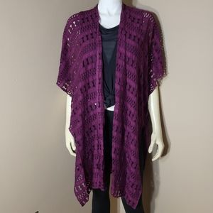 Lane Bryant Womens Plus Purple Lace Duster sz OSFA
